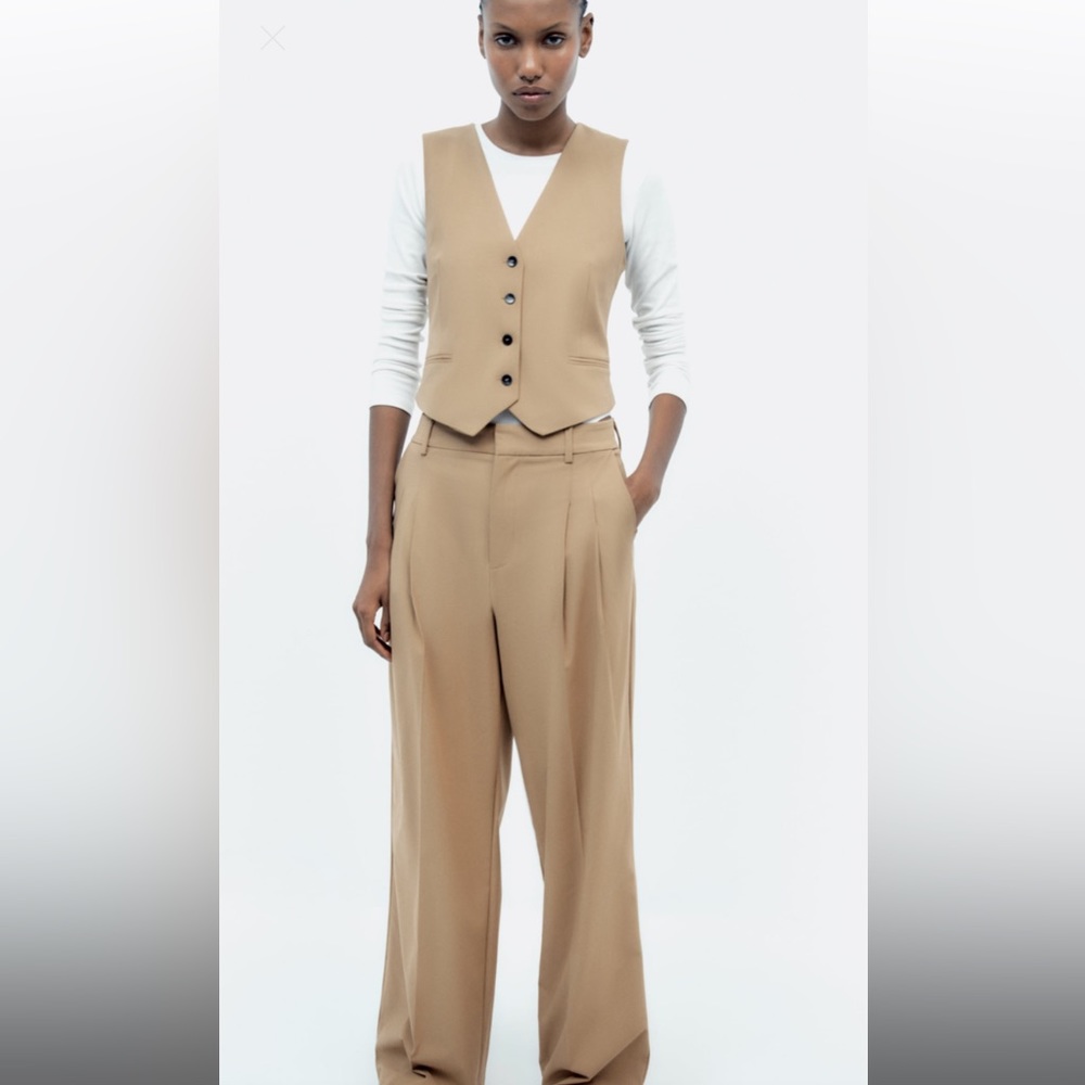Set of FULL-LENGTH PLEATED PANTS AND CROPED VEST